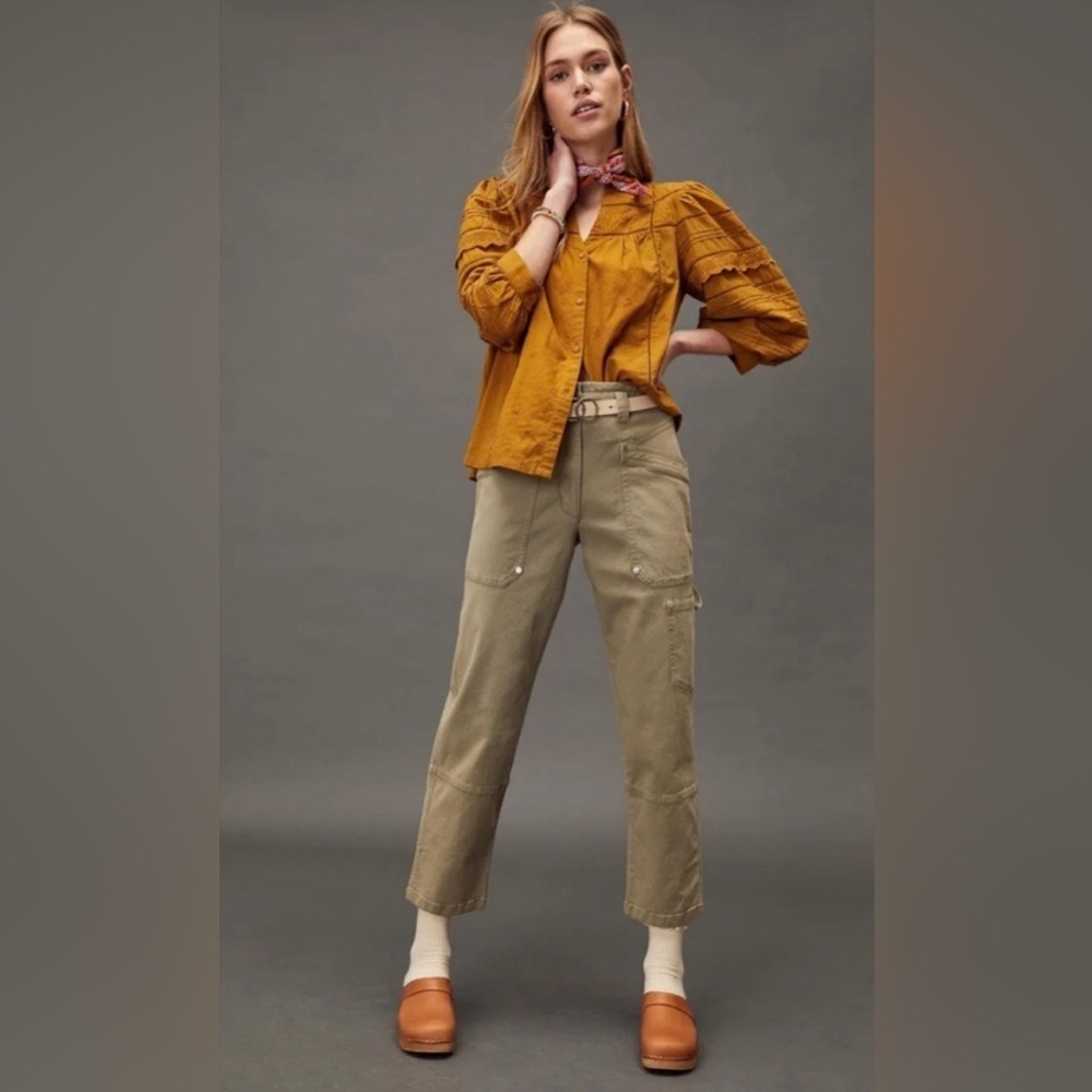 Maeve by Anthropologie Khaki Cropped Pants